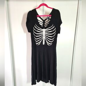 Midnight hour size 2 plus size. Rib cage skeleton skater dress with cutout back